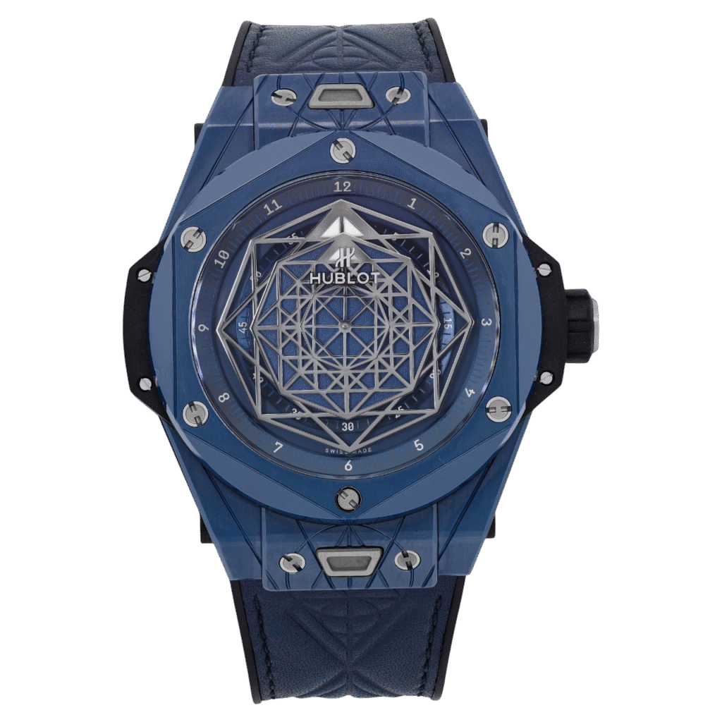 Premium super clone Hublot Big Bang Sang Bleu II 415.EX.7179.VR.MXM19 45mm luxury replica watch available in Dubai UAE