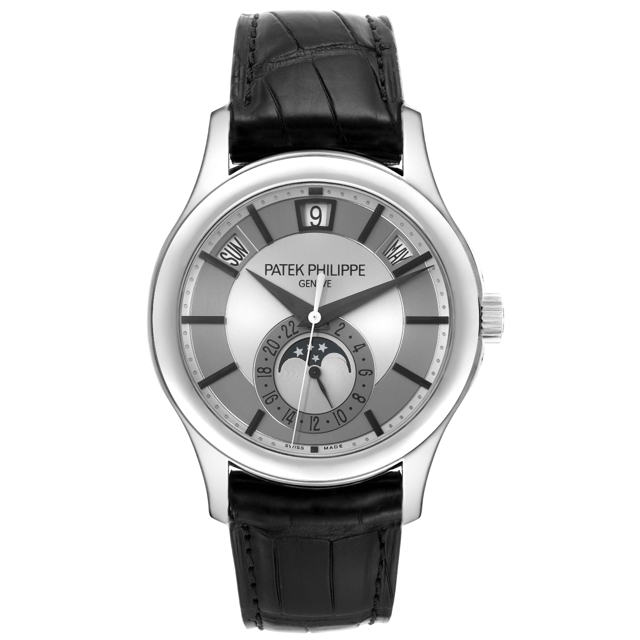 Patek Philippe Complications 5205G-001 White Gold 40mm Front Patek Philippe Complications 5205G-001 White Gold 40mm - Image 1