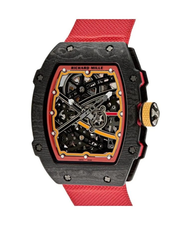 Richard Mille RM 67-02 Alexander Zverev replica watch front view with red elastic strap