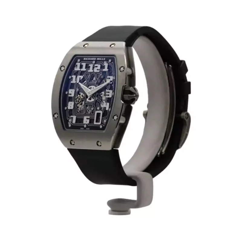 Richard Mille RM 67-01 Titanium Extra Flat replica watch front view with black dial super clone styling